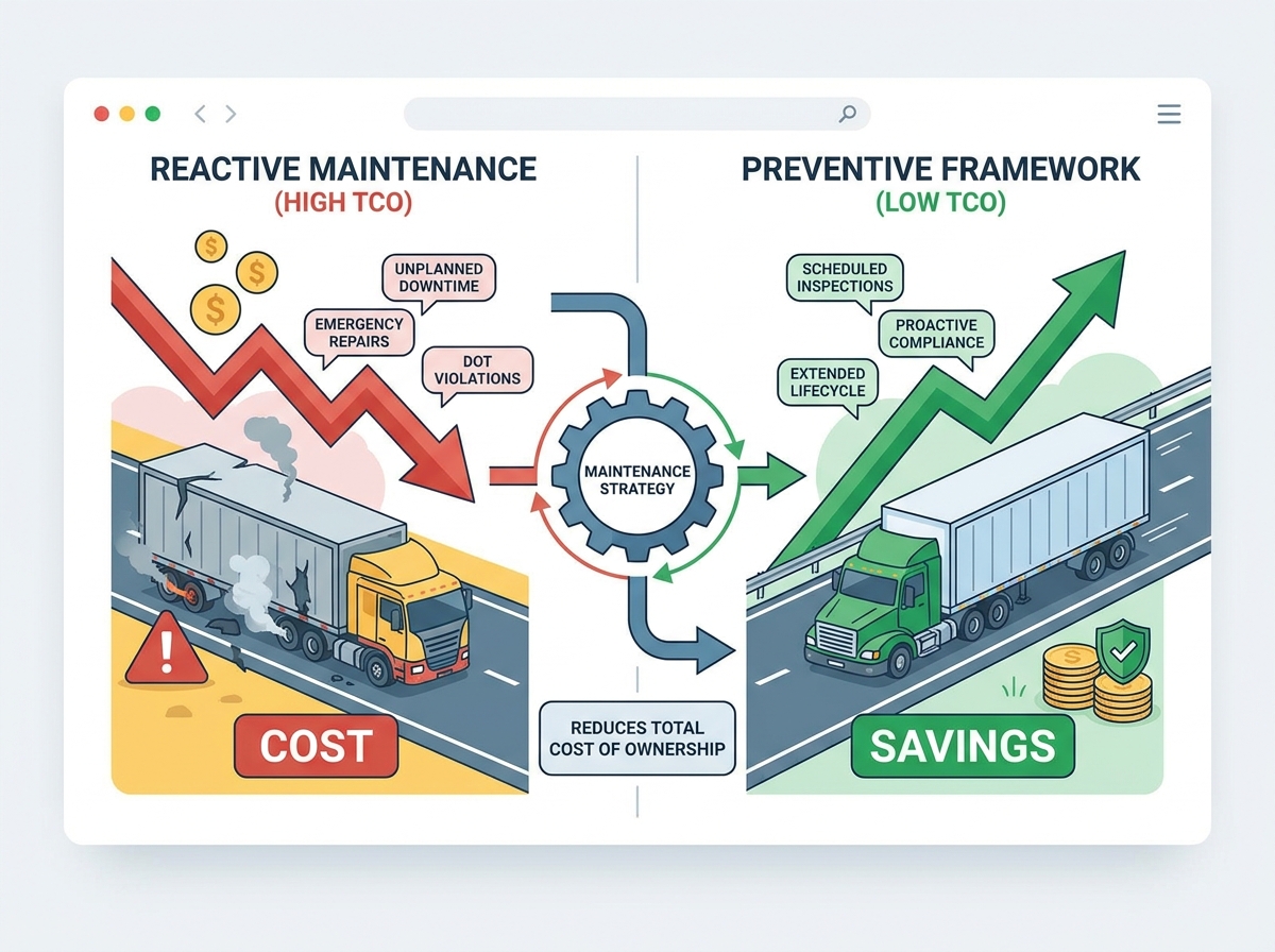 Preventive maintenance and inspection of a semi trailer